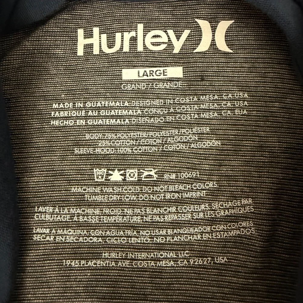 Hurley Hooded Henley Pullover Blue/Gray - Men's L - Picture 5 of 7